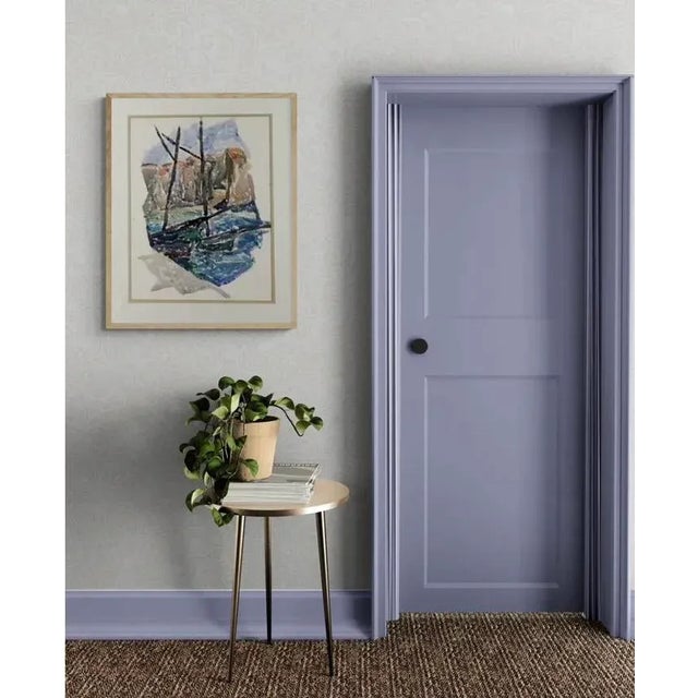 "Two Boats at the Quay" Vintage 1932 Watercolor Painting by J.B. Houser For Sale - Image 4 of 5