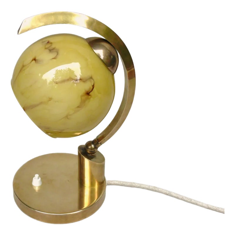 Art Deco Bauhaus Bedside Lamp In Brass From Wmf, 1920s