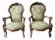 19th Century American Carved Rosewood Living Room Arm Chairs Newly Upholstered For Sale