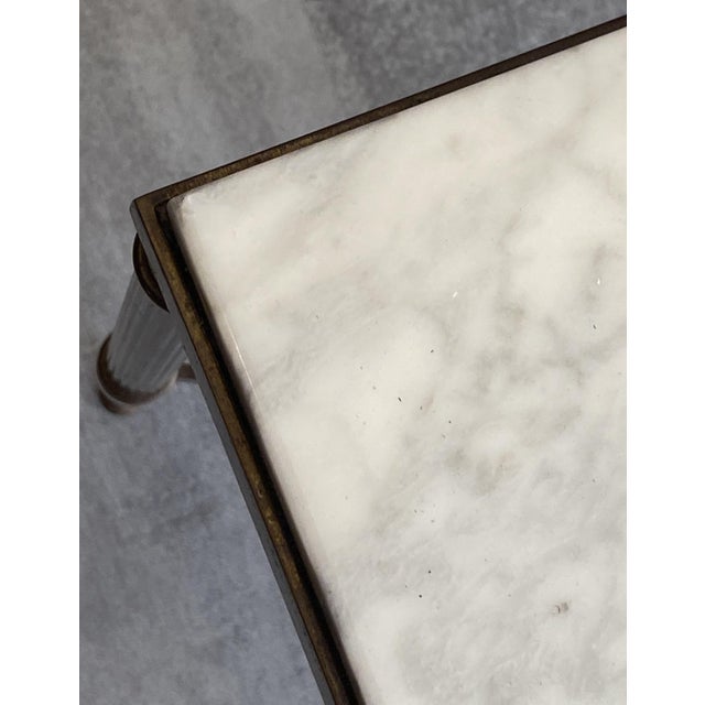 Gold Vintage Coffee Table in White and Grey Marble with Gilt Brass Metal Frame, 1960s For Sale - Image 8 of 18