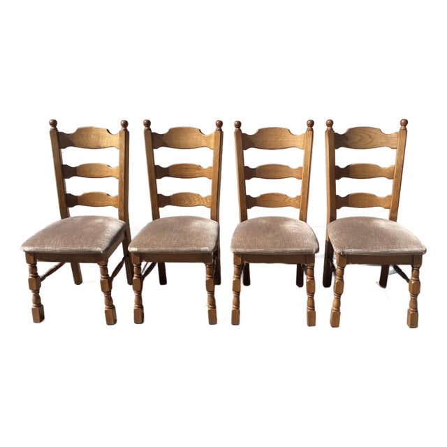 French Country Ladderback Dining Chairs- Set of 4 For Sale