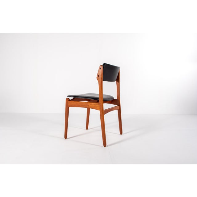Mid-Century Danish Teak Dining Chairs with Black Skai Seats, 1960s, Set of 4 For Sale - Image 9 of 14