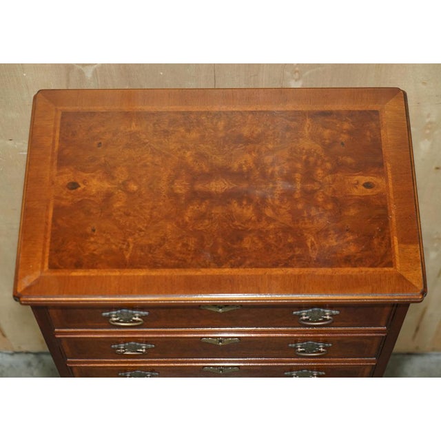 Burr Walnut Tallboy Chest of 10 Drawers For Sale - Image 13 of 18