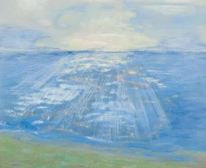 Gabriel, View of Sea with Sunset, 1987, Oil Painting