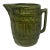 Mid 20th Century Retro Green Yellow Ware Pottery Stoneware Barrel 8” Pitcher For Sale