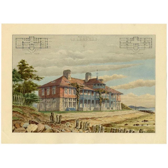 An original c.1880s watercolour painting, Philip J. Marvin, Proposed Arts & Crafts House, Isle of Wight.A stunning...