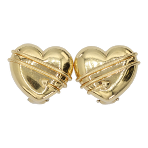 Mid 20th Century Pair of Tiffany & Co. Vintage 18k(750) Yellow Gold Arrow Wrapped Heart Shape Earrings