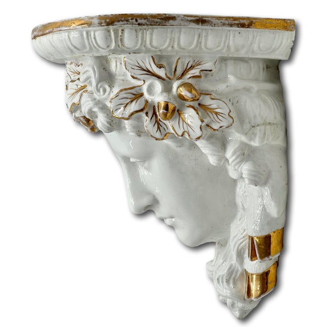 Beautiful Antique Victorian Neoclassical Era Paris Hard Paste Porcelain Wall Hanging Shelf - Circa Mid 19th Century For Sale In Boston - Image 6 of 18