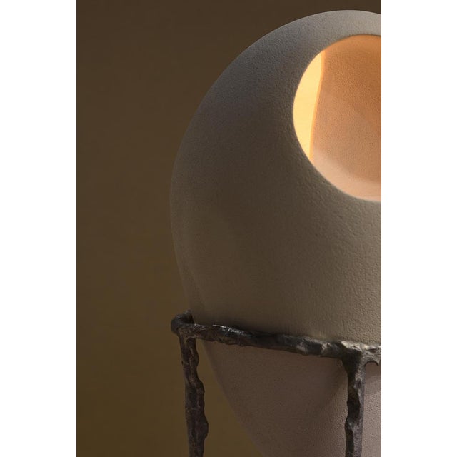 Contemporary Nomad III:01 Table Lamp in White Sand Stoneware and Aluminum by Sofia Karnukaeva For Sale - Image 3 of 9