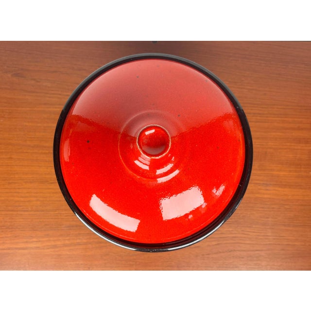 Mid-Century Modern West German Pottery Punch Bowl and Cups from Jasba, 1960s, Set of 7 For Sale - Image 4 of 18