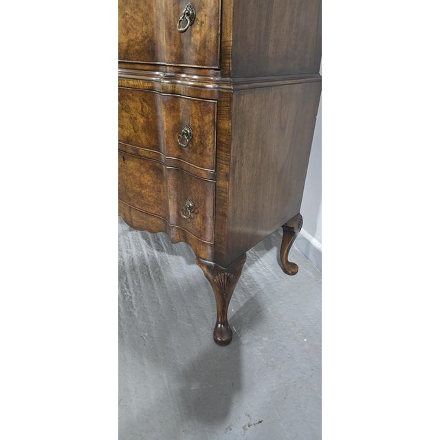 Queen Anne Burr Walnut Chest of Drawers on Stand, 1910 For Sale - Image 9 of 12