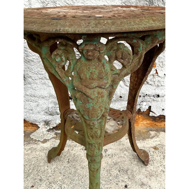 Metal Vintage Boho Patinated Wrought Iron Tables - A Pair For Sale - Image 7 of 12