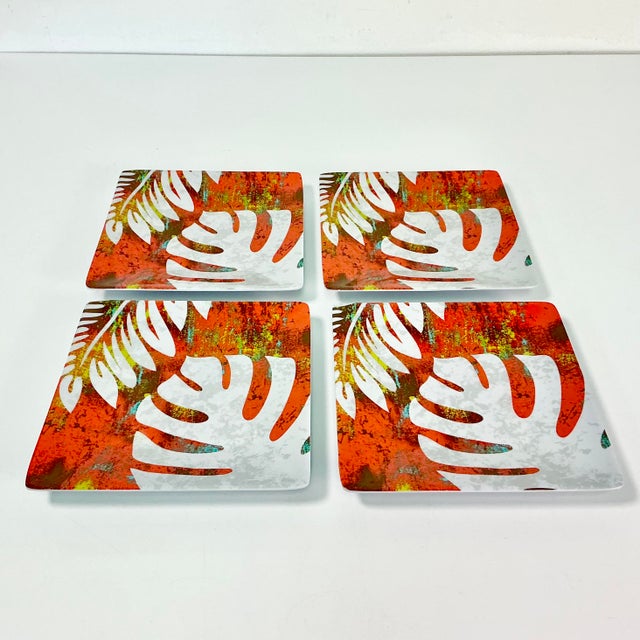 1990s Vintage Boho Chic Coastal Palm Leaf Melamine Dinnerware - 11 Piece Set For Sale - Image 11 of 13