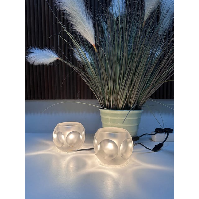 Vintage Ice Cube Table Lamps in Frosted Glass by Peill & Putzler, Germany, 1960s, Set of 2 For Sale - Image 10 of 16