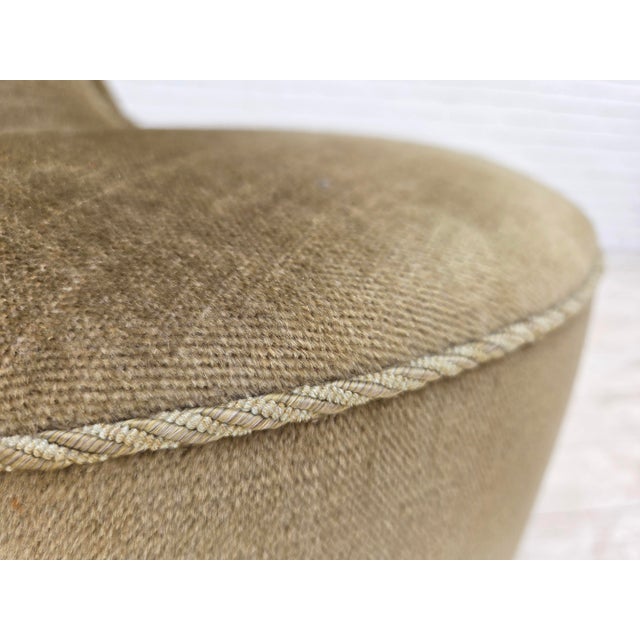 Mid-Century Modern Danish Easy Chair in Green Furniture Velour, 1960s For Sale - Image 3 of 16