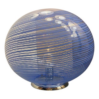 Blue Swirling Murano Glass Table Lamp by Simoeng For Sale