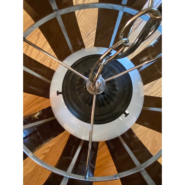 Mid 20th Century MCM Smoked Lucite Chrome Globe Pendant Light For Sale - Image 5 of 10