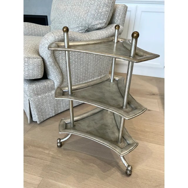 2010s Jacques Garcia for Baker Furniture 3 Tiered Silver and Gold Leaf Side Table, Attributed For Sale - Image 5 of 7