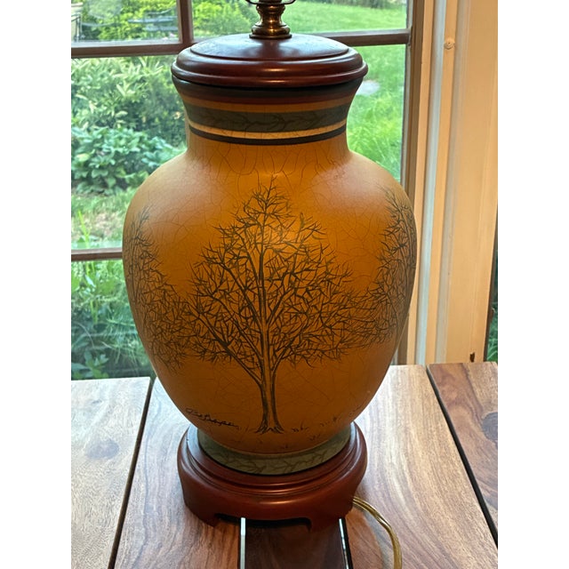 Vintage Bob Timberlake Ceramic Table Lamp - Arts & Crafts Tree Silhouette - Art Pottery For Sale - Image 4 of 11