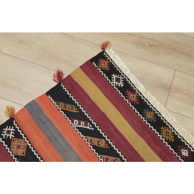 Red 1960s Turkish Red Hand Knotted Kilim Square Rug For Sale - Image 8 of 13