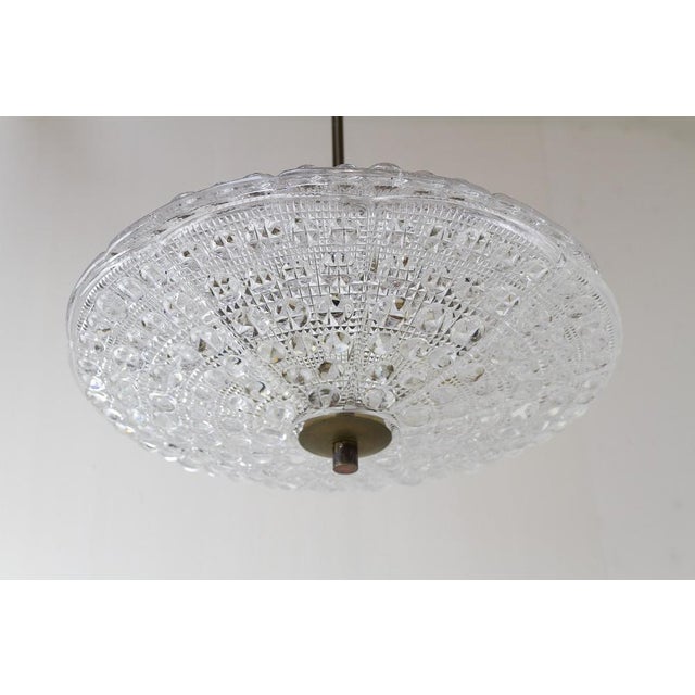 Metal Orrefors Crystal and Brass Pendant by Fagerlund for Lyfa, 1960s For Sale - Image 7 of 18