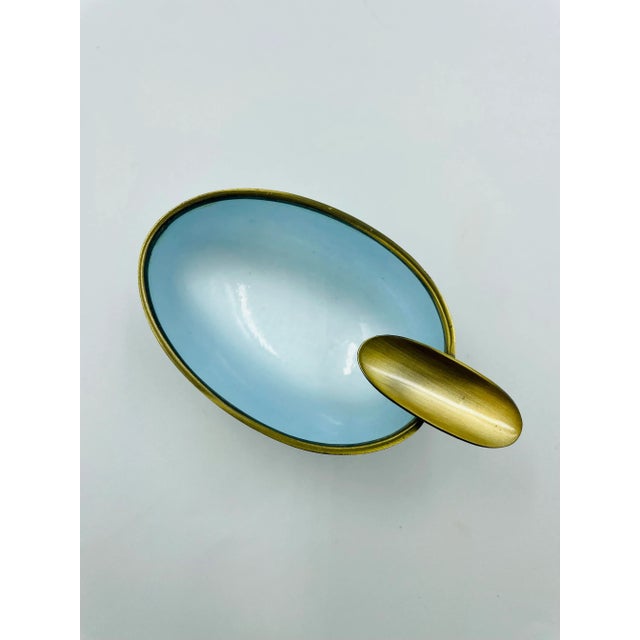 Evans 1950’s Evans Guilloche Enamel & Brass Egg-Shaped Ashtray For Sale - Image 4 of 10