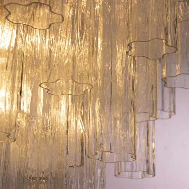 Italian Chandelier in Tronchi Clear Murano Glass, 1980s For Sale - Image 10 of 12