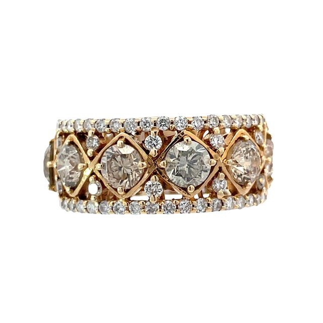 Metal One of a Kind 14k Yellow Gold 5.08 Carat Weight Diamond Eternity Style Band Ring, Size 7.5 For Sale - Image 7 of 11