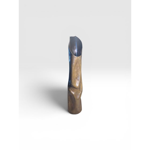 1970s Mid-Century Brutalist Handcrafted Copper Sculptural Vase, 15” H For Sale - Image 4 of 8