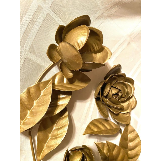Mid-Century Modern 1960s Large Gold Metal Floral Wall Sculpture For Sale In Los Angeles - Image 6 of 8