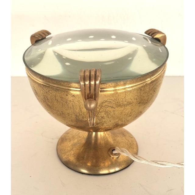 Vintage Italian Brass and Glass Table Lamp from Fontana Arte, 1950s For Sale - Image 9 of 18