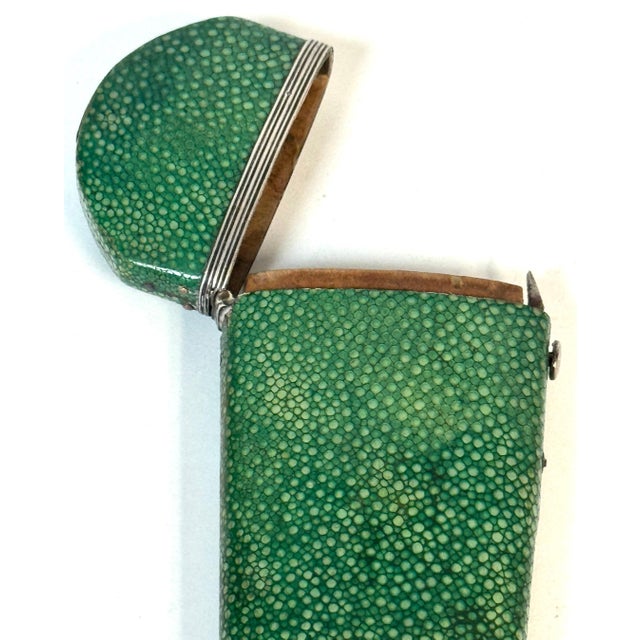 18th Century Green Shagreen and Silver Eyeglass Case with Monogram For Sale - Image 15 of 18