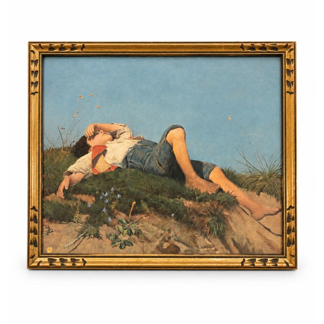1930s 1920's Antique Framed Art Deco Miniature Print of Pierre-Auguste Cot's "Springtime" – 8" X 10" For Sale - Image 5 of 5