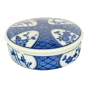 Vintage Blue & White Takahashi Porcelain Trinket Box