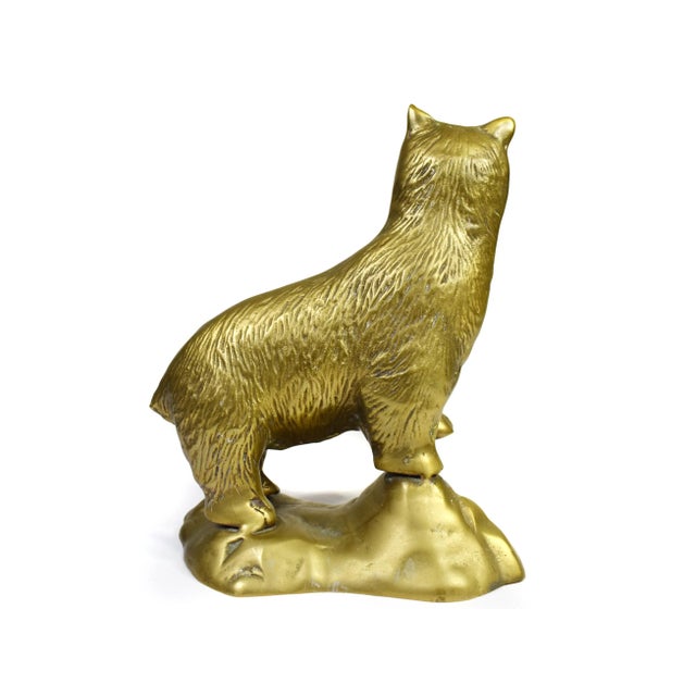 Mid 20th Century Vintage Large Gold Brass Bear Animal Figurine For Sale - Image 5 of 8