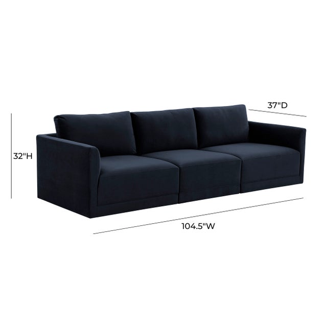 Willow Navy Modular Performance Velvet Sofa For Sale In Los Angeles - Image 6 of 7