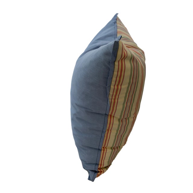 Modern Green & Red Striped Throw Pillow For Sale - Image 3 of 6