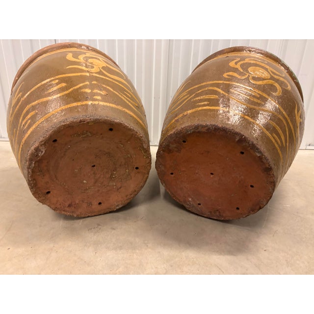 Exceptional Pair Monumental Chinese Dragon Jardinieres Celadon Glaze Chinoiserie Egg Art Pottery Urns With Stand and Glass Top, a Pair For Sale - Image 10 of 12