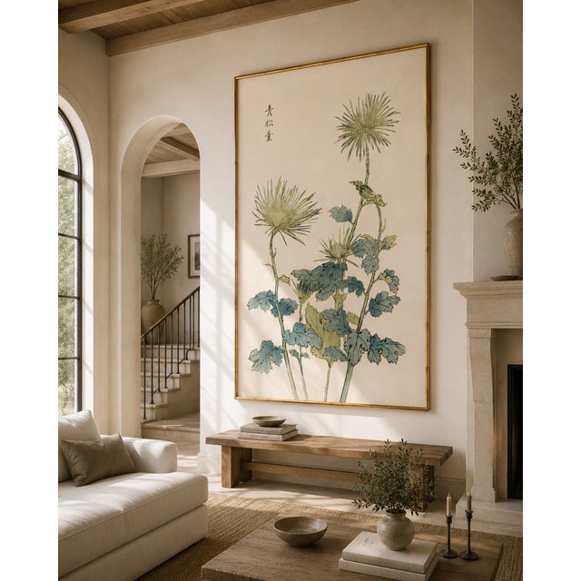 Paper Two Wildflowers by Hasegawa, Vintage Japanese Botanical Art Print, 24" X 36" For Sale - Image 7 of 10