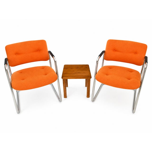 1970s Steelcase Cantilever Chrome Chairs - Pair For Sale - Image 5 of 5