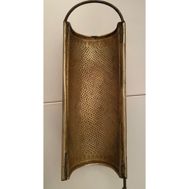 19th Century 19th Century Antique Brass Large Handled Half Round Kitchen Grater For Sale - Image 5 of 5