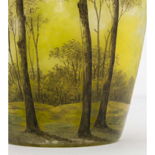 Green Daum Nancy Landscape Scene Cameo Glass Vase For Sale - Image 8 of 10
