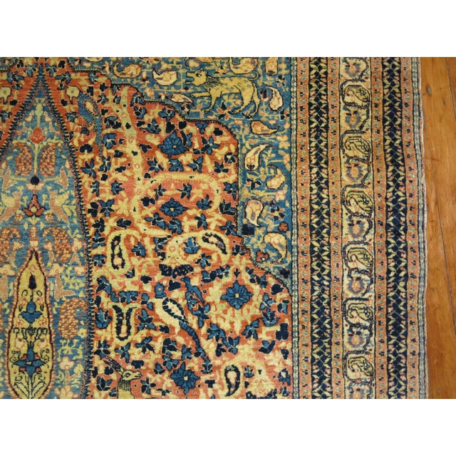 Persian 19th Century Pictorial Paradise Animal Hadji Jali Li Tabriz Rug - 4'6" x 6' For Sale - Image 3 of 14