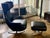2010s Cantoni Leather Recliner Lounge Chair and Ottoman Set in Genuine Top-Grain Leather With Stainless Steel Swivel Base For Sale - Image 5 of 12