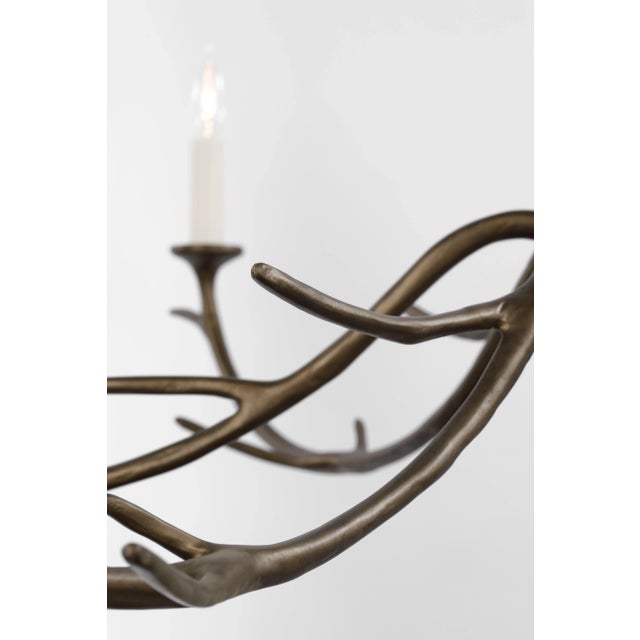 2020s Julie Neill for Visual Comfort Signature Iberia Large Chandelier in Antique Bronze Leaf For Sale - Image 5 of 7