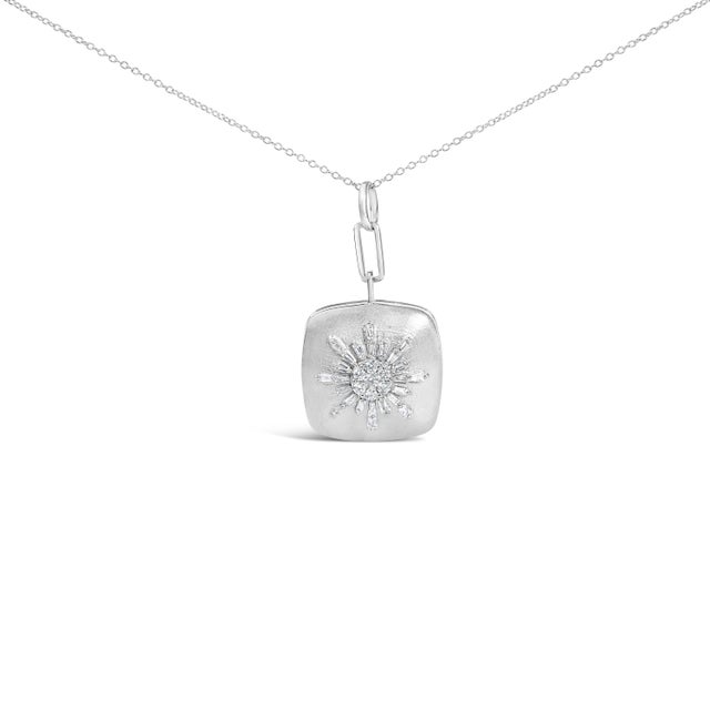 Awaken your everyday with a medallion that wears like a private sunrise. Sculpted in .925 sterling silver, its cushion...