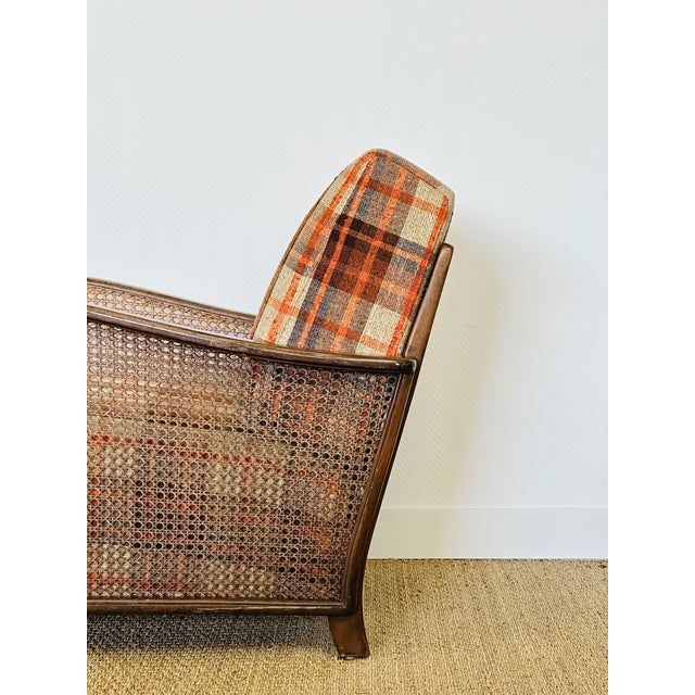 Beige Vintage Lounge Chair in Bentwood and Checkered Fabric, 1960s For Sale - Image 8 of 16