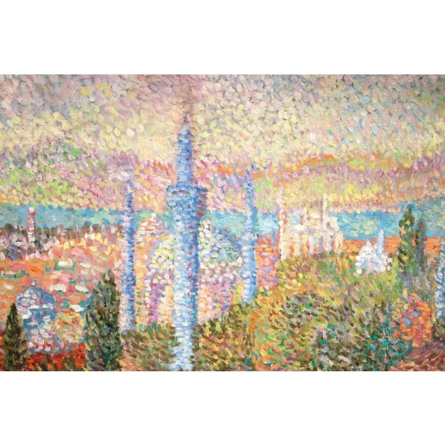 Stan Reszka, Pointillist View of Istanbul, Oil on Canvas, 1951 For Sale - Image 4 of 7