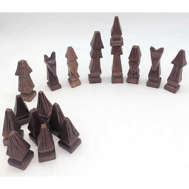 African Carved Chess Pieces, Set of 33 For Sale - Image 12 of 14