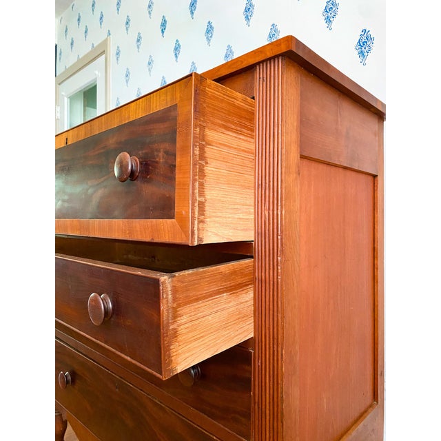 Antique Early 1800s New England Neoclassical Cherry and Mahogany Chest of Drawers For Sale - Image 14 of 15